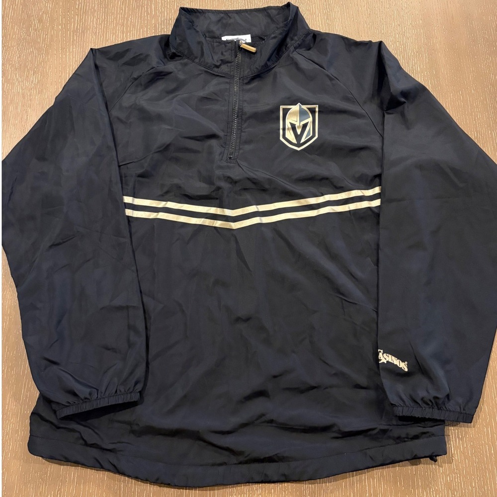 Vegas Golden Knights Pulover Mens XL Quarter Zip Windbreaker Jacket Black